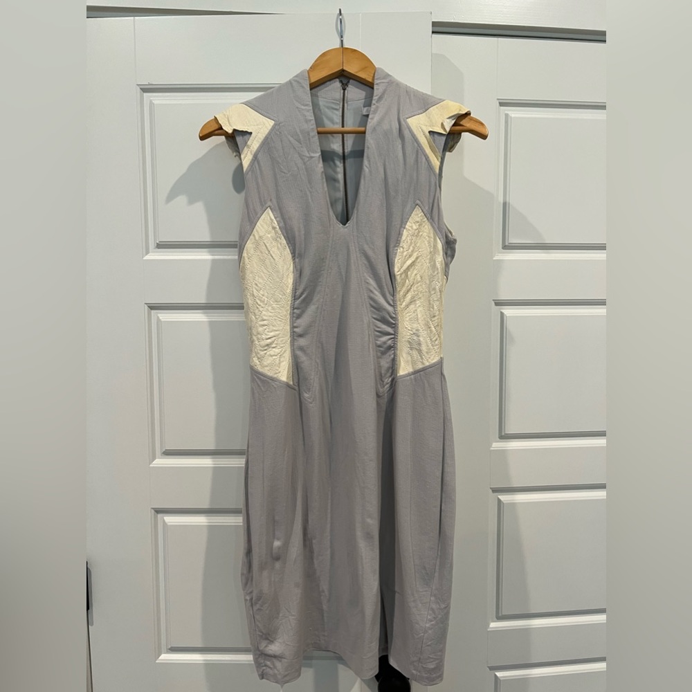 Helmut Lang mini dress with leather shoulders and leather inserts